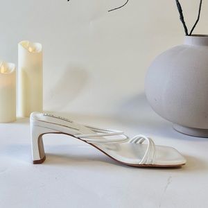 White strap modern strap heel
